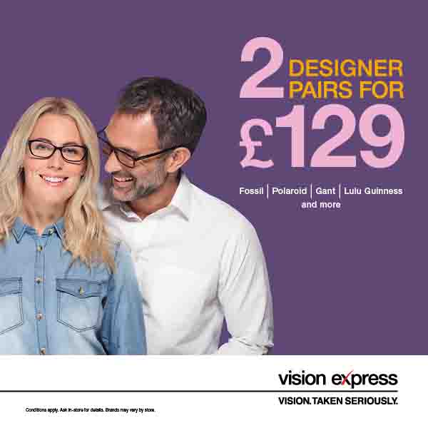 Great Offer on Designer Glasses at Vision Express