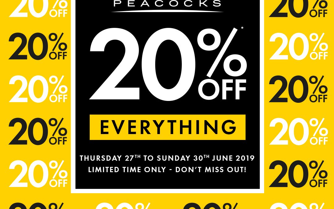 Peacocks – 20% off Everything