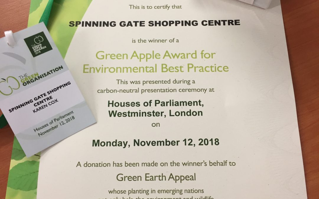 Spinning Gate wins 2nd Green Apple Environmental Award