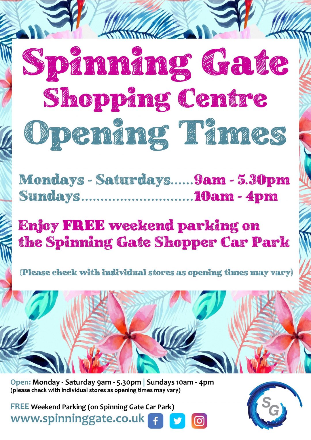 Opening Times Spinning Gate Shopping Centre