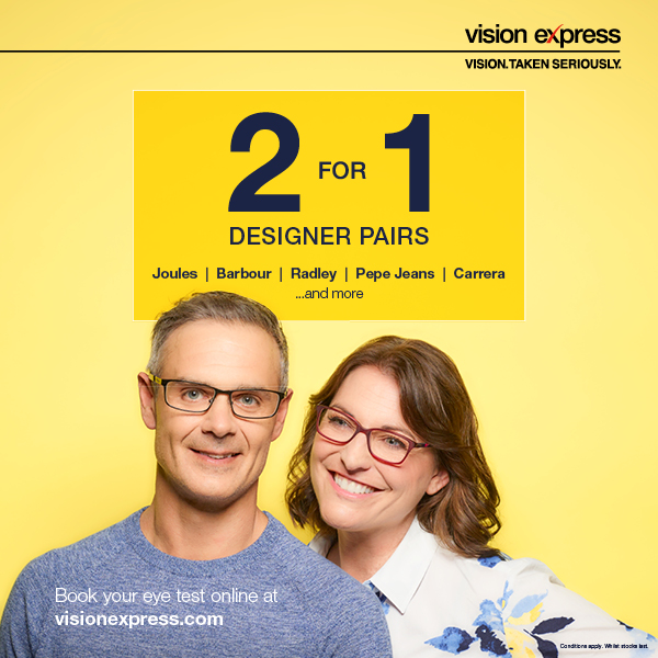 2 for 1 Designer Pairs at Vision Express