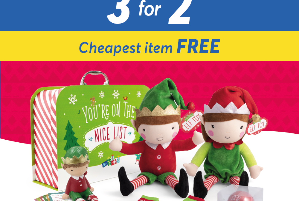 3 for 2 Selected Elf products at Card Factory