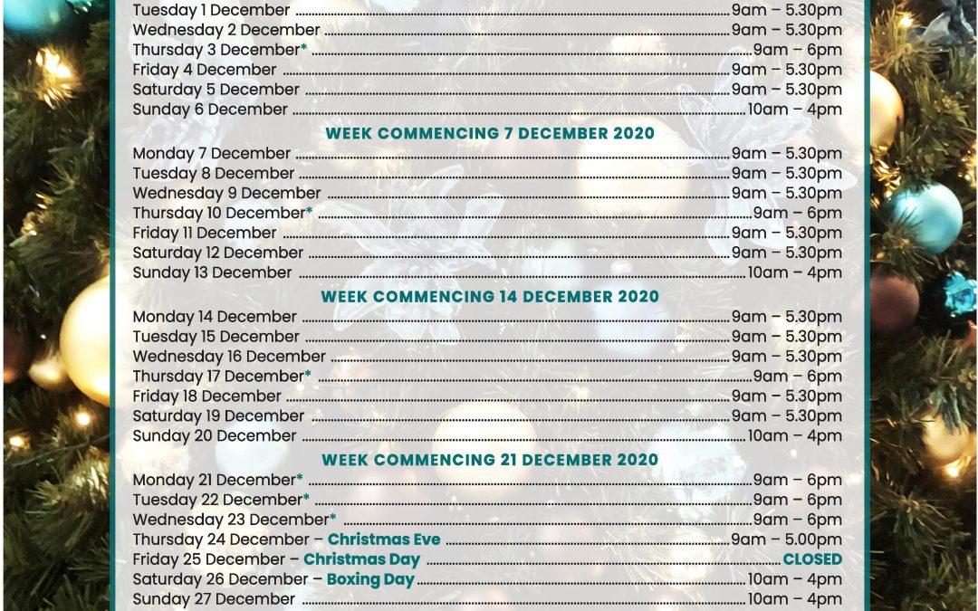 Spinning Gate Shopping Centre – Christmas Opening Hours